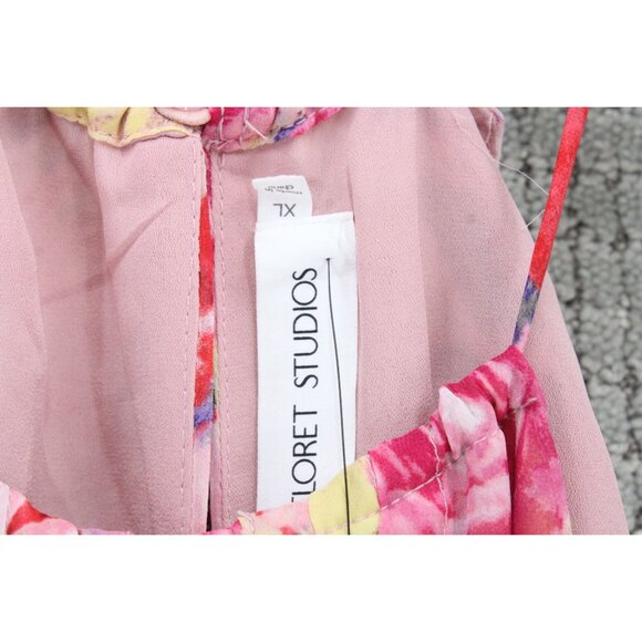 Floret Studios Flare Dress Womens Size XL Pink Floral Pattern Sleeveless NWT - Picture 5 of 8